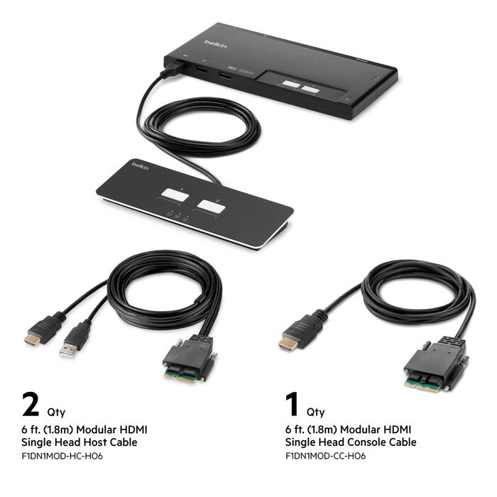 MPA-F1DN102MOD-HH-4 Belkin Cybersecurity and Secure KVM 2-Port Single Head HDMI Modular Secure KVM Switch PP4.0 W/ Remote - Black (F1DN102MOD-HH-4), 2 Years Warranty