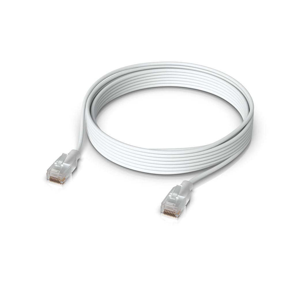 NHU-PATCH-EL-8M-W Ubiquiti UniFi Etherlighting Patch Cable, Length 8M, White, Nano-thin patch cable with 10 GbE support, designed to showcase Etherlighting effects.