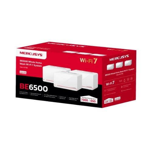 [NWMS-HALOH37BE-3] NWMS-HALOH37BE-3 Mercusys Halo H37BE(3-pack) BE6500 Whole Home Mesh Wi-Fi 7 System, 688 Mbps at 2.4 GHz, 5760 Mbps at 5 GHz, MLO, 4096-QAM, OFDMA, EHT160 on 5GHz