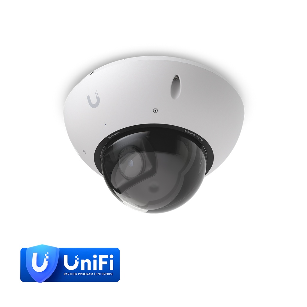 NHU-UVC-G6-PRO-DOME-W Ubiquiti G6 Pro Dome, White,All-Weather Vandal-Proof 4K PoE+, Multi-TOPS AI,2.36x Optic Zoom, 1/1.2' CMOS Sensor, IR Night VIsion,*Avail for Deal Reg*