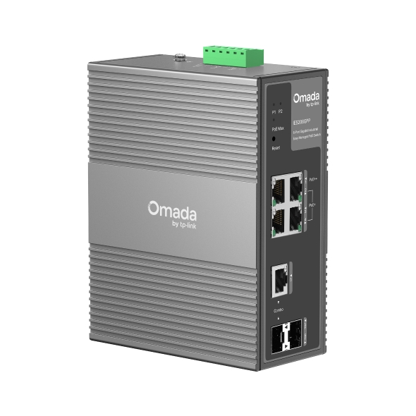 NWTL-IES206GPP TP-Link IES206GPP Omada 6-Port Gigabit Industrial Easy Managed Switch with 3-Port PoE+ and 1-Port PoE++, Up to 240 W PoE Budget with 2× PoE++ and 6× P