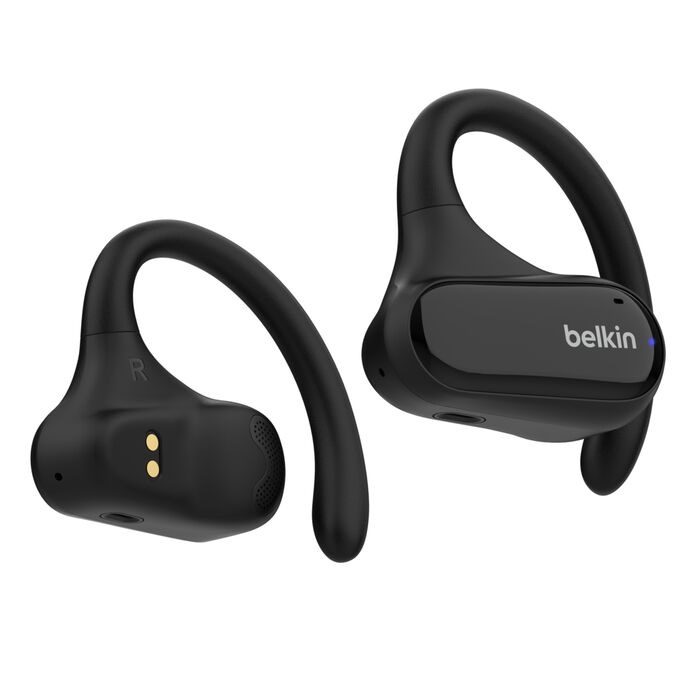 MPA-AUC013BTBK Belkin SoundForm ClearFit Open-Ear Wireless Earbuds - Black (AUC013btBK), 26hrs Battery,14.2mm Drivers, BT 5.3 Multipoint, IPX5-Rated,2 Years Warranty