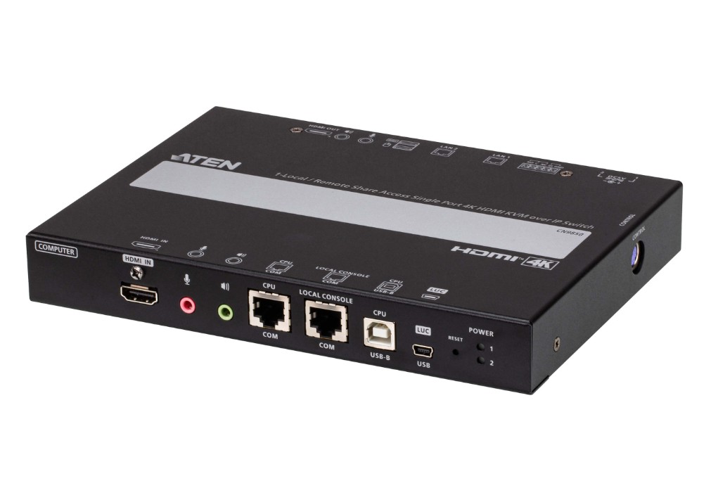 KVA-CN9850-AT-U Aten 1-Local / Remote Shared Access Single Port 4K HDMI KVM over IP Switch with Redundant LAN and Power, up to 4K DCI (4096 x 2160) @ 30 Hz