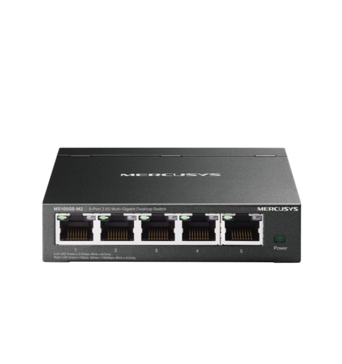 NWMS-MS105GS-M2 Mercusys MS105GS-M2 5-port 2.5G Multi-Gigabit Desktop Switch,  5× 2.5G RJ45 Ports