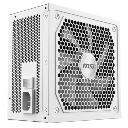 PSM-MAGA1000GLPCIE5-WH MSI MAG A1000GL PCIE5 ATX Power Supply Uni - White, 1000W, 80+ Gold, Fully Modular, PCIe5 600W, 135mm FDB Fan, Active PFC, 100-240V, 10yr wty, OCP/UVP