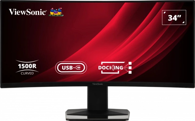MNV-VG3419C-2 ViewSonic 34' Curved Docking Monitor with KVM Switch – 3440×1440 VA, 1500R, 120Hz, HDR10, USB-C 65W, DP, HDMI, RJ45, 3x USB-A, KVM, sRGB 121%