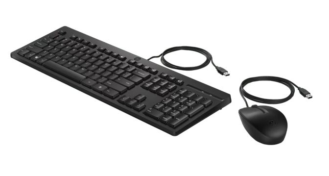 HP 225 USB Wired Keyboard Mouse Combo for Business - Full-Sized USB 3.0 Type-A Comfortable Reliable Ergonomic Plug  Play Over 50% Recycled Material