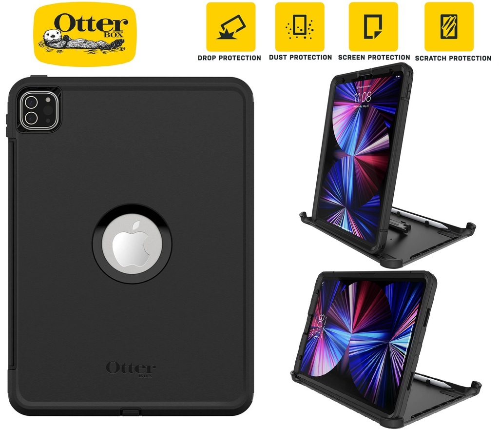 OtterBox Defender Apple iPad Pro (11") (4th/3rd/2nd/1st Gen) Case Black - (77-82261), DROP+ 2X Military Standard, 7 Years Warranty
