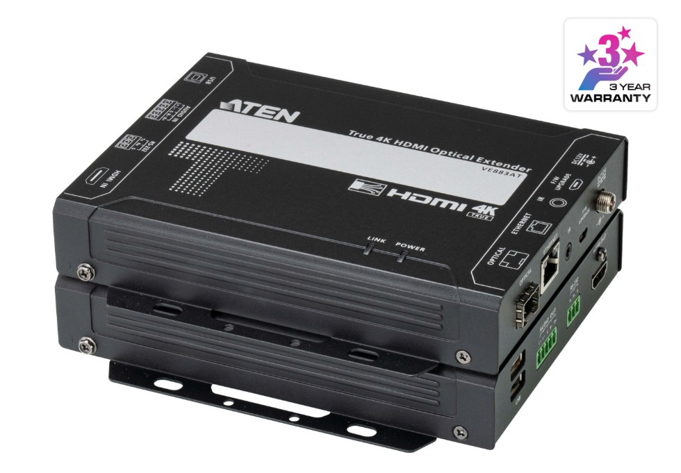 KVA-VE883AK1-AT-U Aten True 4K HDMI Multi-mode Optical Extender 4K @ 300m - (4K@300m (K1, MM)), Lossless transmission of up to 4096 x 2160 / 3840 x 2160 @ 60 Hz (4:4:4)