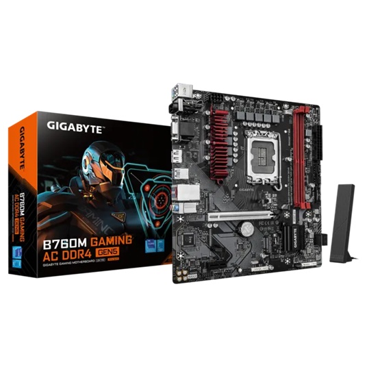 MBG-B760MGACD4GEN5 Gigabyte B760M GAMING AC DDR4 GEN5, Intel B760, LGA1700 12th–14th Gen, DDR4 64GB, PCIe 5.0 x16, Wi-Fi AC, 2.5GbE, M.2 PCIe 4.0