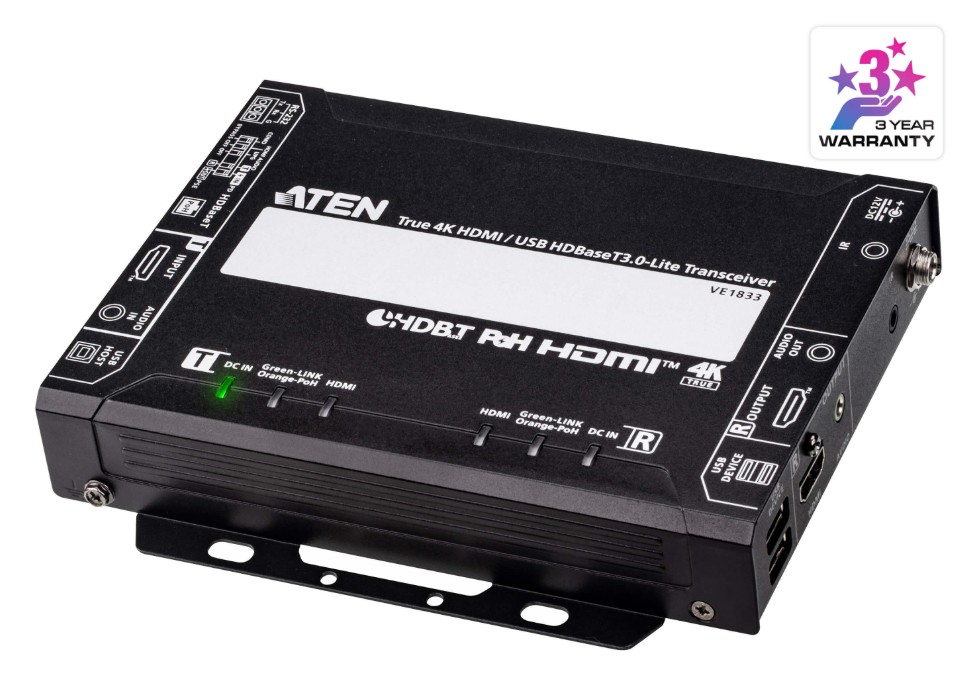 KVA-VE1833-AT-U Aten True 4K HDMI / USB HDBaseT 3.0 - Lite Transceiver with PoH (True 4K@40 m)