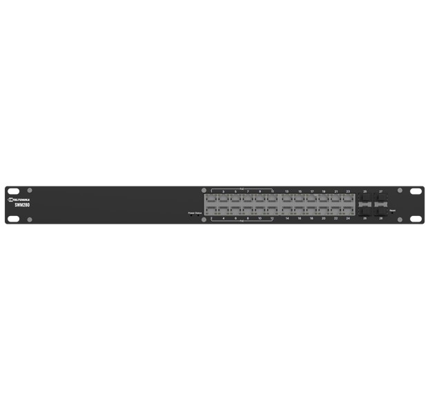 NHT-SWM280 Teltonika SWM280 PoE+ Managed Switch, 24 x ETH ports, 10/100/1000 Mbps,12 PoE+ ports with up to 30W per port,4 SFP ports, 2 yr free RMS, PSU excluded