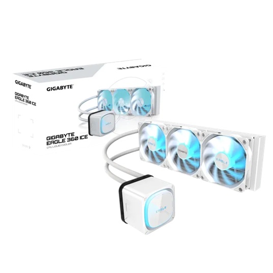 CFGP-EAGLE360I GIGABYTE EAGLE 360 ICE 360mm alu rad, 3x120mm ARGB fans 600-2000RPM, Intel 1851/1700/115X/1200 AMD AM5/AM4, copper pump 3200RPM, 400mm tube