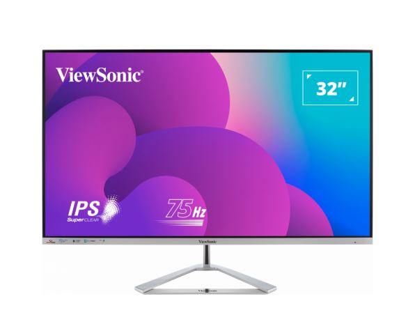 ViewSonic 32” Office Professional Stylish Elegant  Ultra Thin bezel, SuperClear IPS  4ms, FHD, HDMI, DP, VGA, Speakers, Low Energy 26w, V100, Monitor