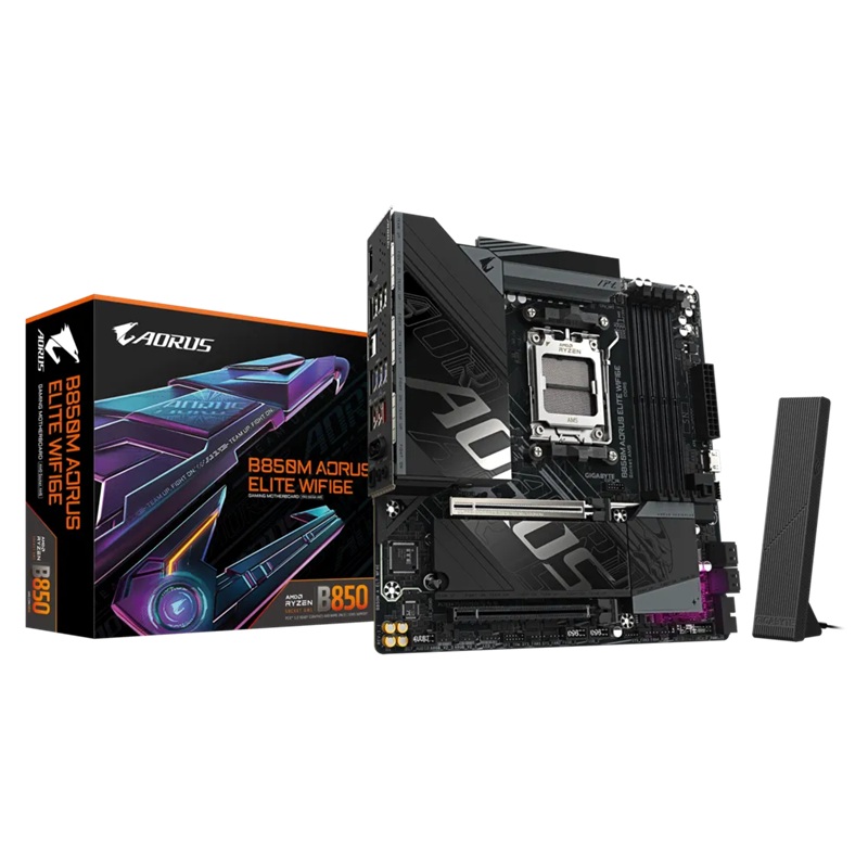 MBG-B850MAELTWF6E Gigabyte B850M A ELT WF6E, AM5 board with B850 chipset, DDR5 256GB, 16x PCIe5, dual M.2, 2.5GbE, Wi-Fi 6E, DP, rich USB SATA, 7.1 audio support