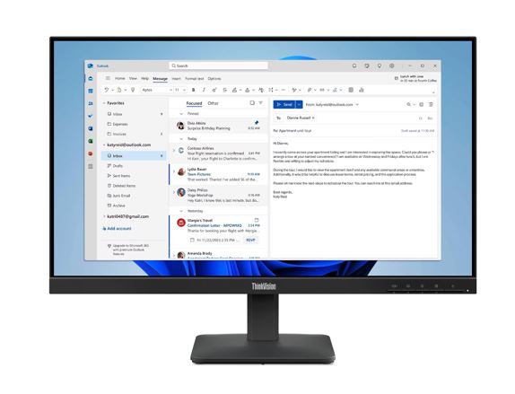 MNLEN-S24-4E LENOVO ThinkVision S24-4E 23.8'/24' FHD IPS Monitor 1920x1080 16:9 4ms 100Hz Anti-glare Tilt VGA HDMI Tilt VESA 3yr WTY Black ~63DEKAR3AU