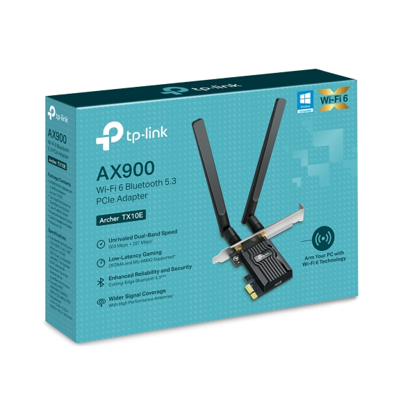 [NWTL-ARCHERTX10E] NWTL-ARCHERTX10E TP-Link Archer TX10E AX900 Wi-Fi 6 Bluetooth PCIe Adapter Dual bands 287Mbps at 2.4 GHz + 600Mbps at 5 GHz