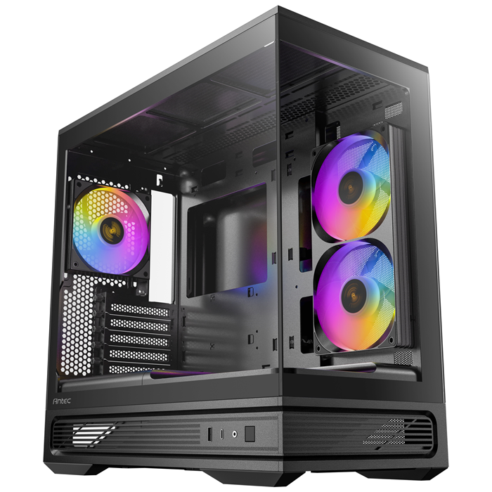 CAA-C2M-ARGB Antec C2M ARGB - Black, Micro-ATX/ITX, steel/glass, 5 slots, 415mm GPU, 165mm CPU, 240mm ARGB fan, USB-C 10Gbps