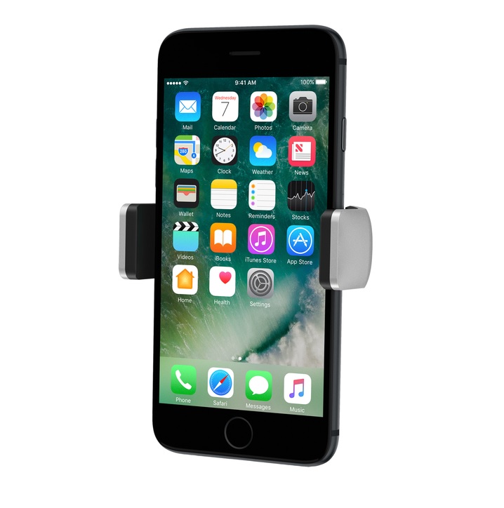Belkin Car Vent Mount - Silver/Black(F7U017bt), Securely Hold Smartphones up to 5.5", Cable Holder on the back,View in Portrait or Landscape Mode, 2YR
