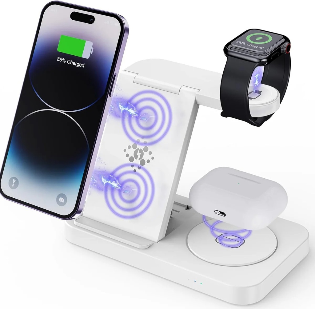 MPA-USPWCFW USP Samsung 3-in-1 Wireless Charging Stand, 15W, Portable & Space-Saving, Charger Station for Multiple Samsung Devices, 5 Years Warranty