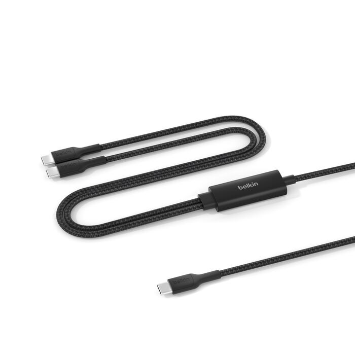 MPA-CAC004FQ1.5MBK Belkin BoostCharge Pro Braided USB-C to Dual USB-C Cable (1.5M) - Black (CAC004fq1.5MBK), 140W, 480Mbps, 350K+ Bends, Apple, 2 Years Warranty