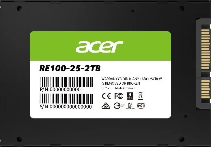 BIW-RE100-2TB ACER RE100-2TB SSD 2.5 SATA  lll Writing Speed 503 MB/s Reading Speed 558 MB/s BL.9BWWA.110 -5 Year Warranty