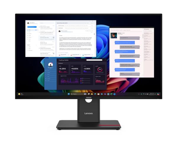 MNLEN-T27UD-40 LENOVO ThinkVision T27UD-40 27' UHD USB-C Dock Monitor 4K 3840x2160 16:9 Height Adjustable Tilt Swivel Pivot 100W PD 3xUSB3.2 Hub LAN DP HDMI VESA 3yr