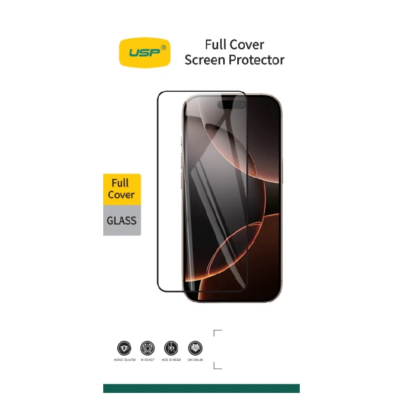 MPA-6976552044356 USP Apple iPhone 17 Pro / iPhone 17 / iPhone 16 Pro (6.3') Tempered Glass Screen Protector - Full Coverage,Crystal Clear,Smooth Touch,5 Years Warranty