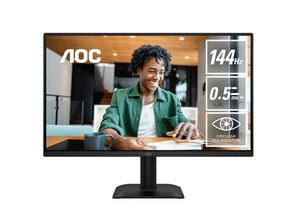 MNAO-24E40L AOC 23.8' IPS, 1920×1080@144Hz, 4ms GtG, 300 cd/m², 1500:1, 178° VA, sRGB 112%, HDMI/DP, tilt -5°~23°, 16.7M colors, 16W (LS)