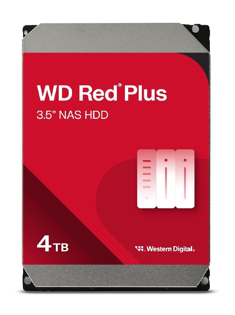 HAWD-RD35-4TB-128MB Western Digital WD Red Plus 4TB 3.5' NAS HDD SATA III NAS Hard Drive 5400 RPM 128MB Cache 180MB/S 180TB/Year 3Y warranty (WD40EFZZ)