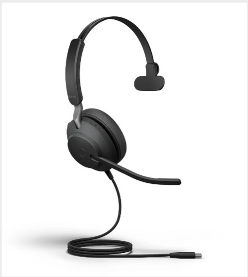 [SPJ-EVL2-40SE-M-MS-CA] SPJ-EVL2-40SE-M-MS-CA Jabra Evolve2 40 SE Wired USB-C/A MS Mono Headset, 360° BusyLight,Cancels more noise than ever before, Teams-certified means teams are satisfied, 3-mi
