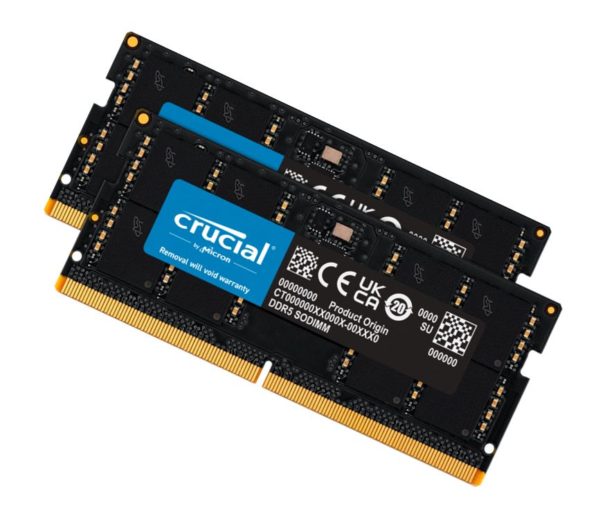 Crucial 64GB (2x32GB) DDR5 SODIMM 4800MHz C40 1.1V Notebook Laptop Memory ~CT2K32G56C46S5