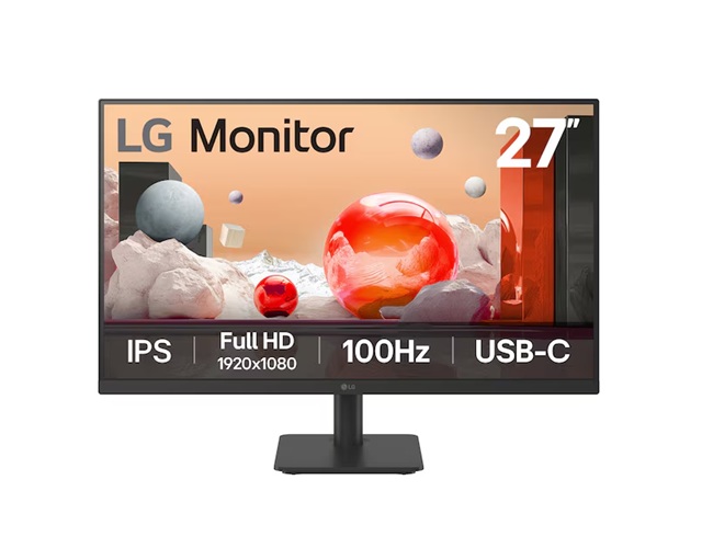 MNL-27MS530B-B LG 27' IPS Full HD 100Hz Monitor, 1920x1080, 3-side Virtually Borderless Design, USB-C 65W PD, NTSC 72%, Reader Mode, Flicker Safe