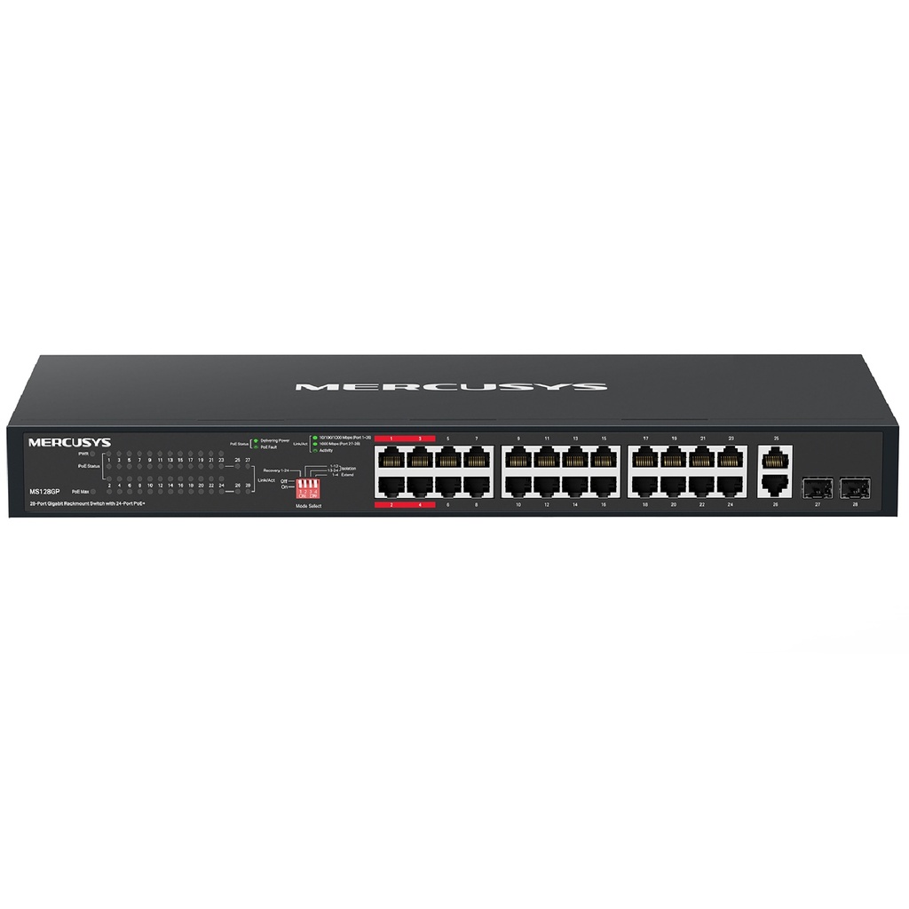 NWMS-MS128GP Mercusys MS128GP 28-Port Gigabit Rackmount Switch with 24-Port PoE+