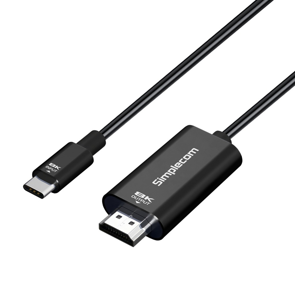 CBSI-DA324 Simplecom DA324 USB-C to HDMI 2.1 Cable 2M, 8K@60Hz, DP1.4 Alt, HDCP1.4/2.3, HDR10, DSC1.1/1.2a, Audio LPCM/AC3/DTS/DTS-HD/Dolby MAT
