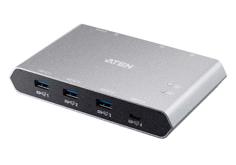Aten Sharing Switch Gen2 2x4 USB-C, 2x PC, 4x USB 3.2 Gen2 Ports (1x USB-C), Power Passthrough, OSX  Windows Compatible, Plug and Play