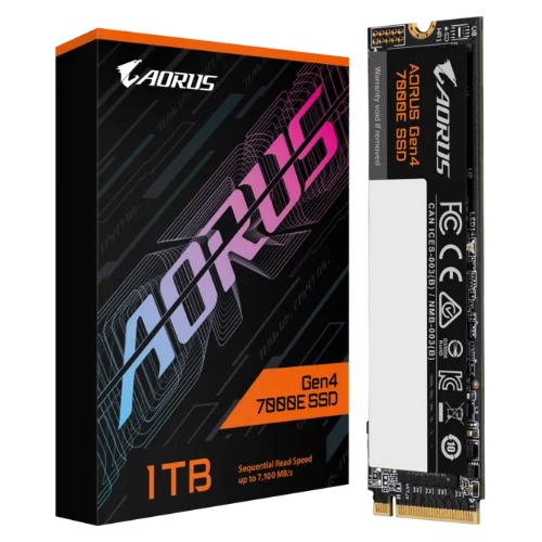 HBG-AG470E1TBM.2 GIGABYTE AORUS Gen4 7000E 1TB NVMe SSD – PCIe 4.0 x4 M.2 2280 Internal SSD, Up to 7100 MB/s Read & 6100 MB/s Write, High-Performance Storage