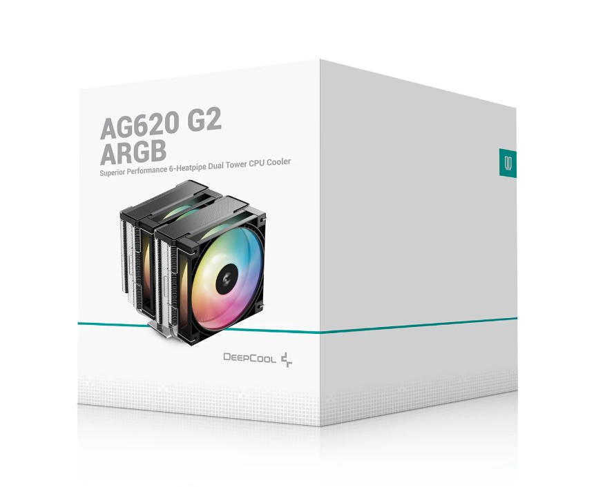 CFD-AG620-ARGB-G2 DeepCool AG620 ARGB G2 Dual-Tower CPU Cooler, 2x 120mm Fan, 6 Copper Heat Pipes, Intel LGA2066/2011-v3/2011/1700/1200/1151/1150/1155 AMD AM5/AM4