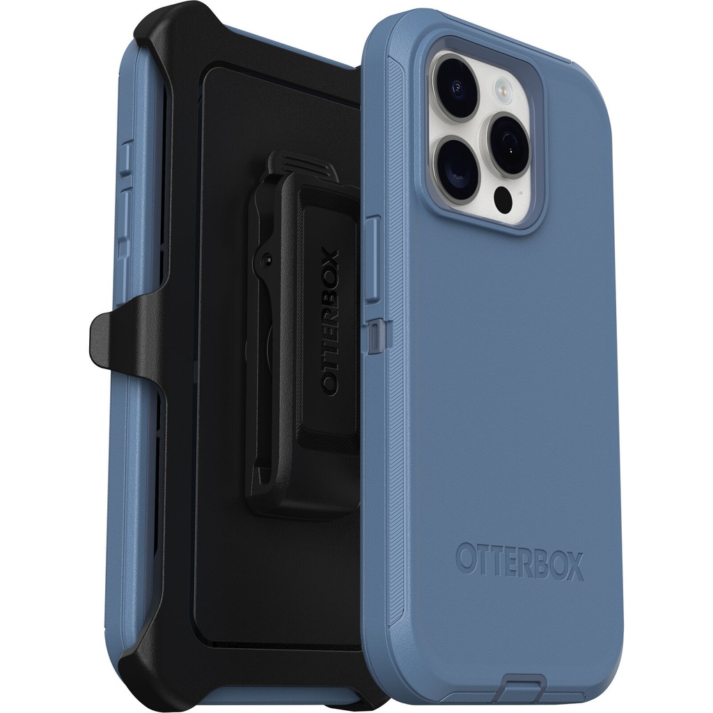 OtterBox Defender Apple iPhone 15 Pro (6.1") Case Baby Blue Jeans (Blue) - (77-94043), DROP+ 4X Military Standard, Multi-Layer, 7 Years Warranty