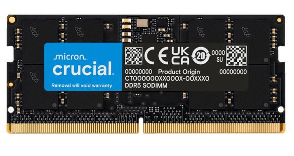 MECN5-1X16G56T Crucial 16GB (1x16GB) DDR5 SODIMM 5600MHz CL46 Notebook Laptop Memory Tray Version ~replace CT16G48C40S5