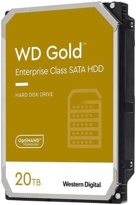Western Digital Gold 20TB 3.5" Enterprise Class SATA 6 Gb/s HDD 7200 RPM Cache Size 512MB 5-Year Limited Warranty