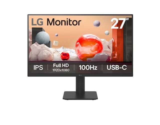 [MNL-27MS570B-B] MNL-27MS570B-B LG 27' IPS Full HD 100Hz Monitor, 1920x1080, 3-side Virtually Borderless Design, USB-C 65W PD,  NTSC 72%, Height&Tilt Adjustable Stand