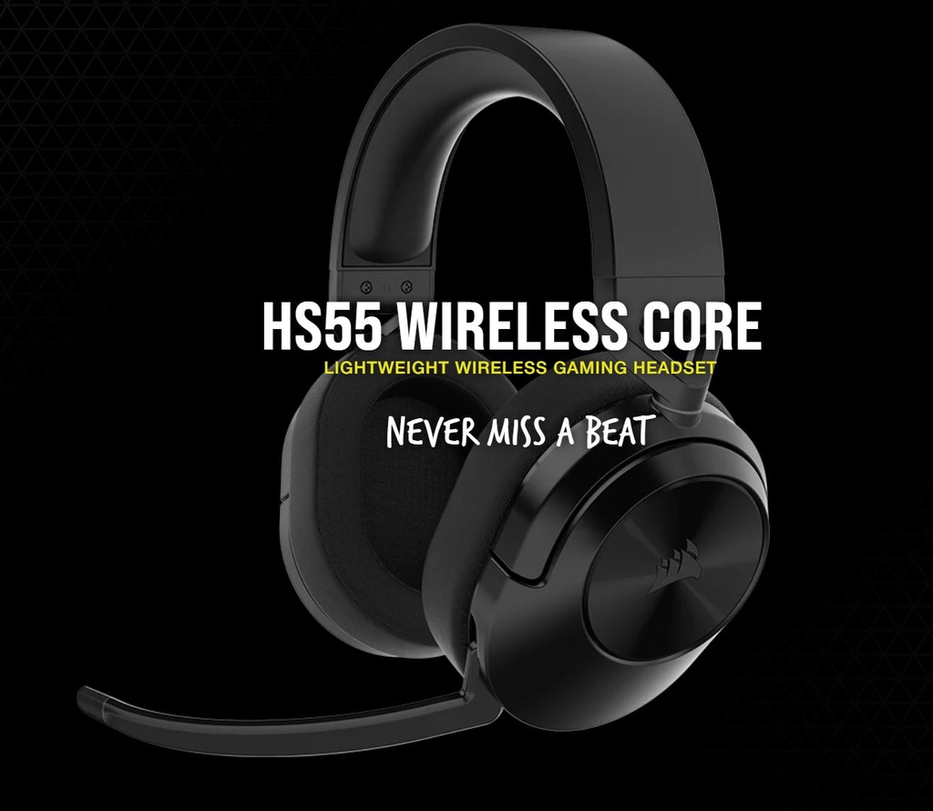 Corsair HS55 Wireless Core Carbon WL  Bluetooth, PS5, Switch. Discord Certified, Ultra Comfort Foam Gaming Headset