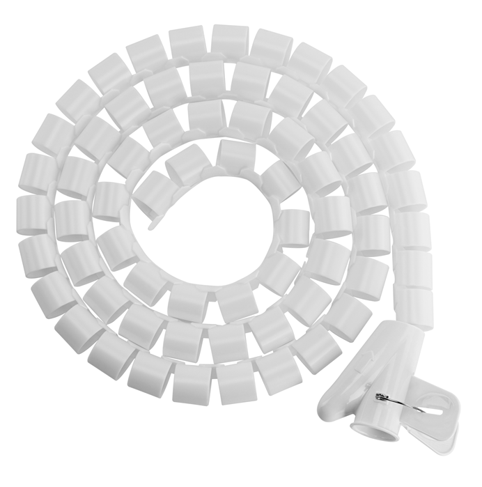 Brateck 20mm/0.79" Diameter Coiled Tube Cable Sleeve  Material Polyethylene(PE) Dimensions 1000x20mm - White (LS)