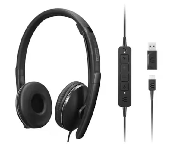 [NAL-4XD1M45627] NAL-4XD1M45627 LENOVO Lenovo Wired ANC Headset Gen 2 Lightweight USB-C  to USB-A ctive noise cancelling with EPOS BrainAdapt™ and ActiveGard® Teams certified 2YR WTY