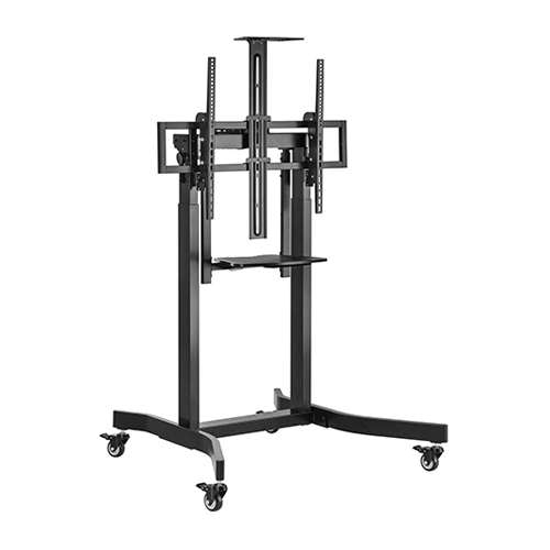 Brateck Deluxe Motorized Large TV Cart with Tilt, Equipment Shelf and Camera Mount Fit 55"-100" Up to 120Kg - Black (LS)
