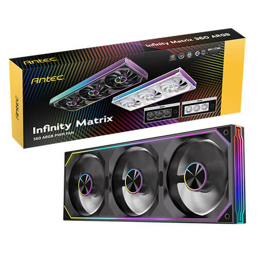 CFA-IM360ARGB Antec IM 360 ARGB Black, 360mm Triple PWM Fan Kit, ARGB, 800-1800RPM, 134.43CFM, 1.48mmAq Air Pressure, Hydraulic Bearing, 2Y Warranty