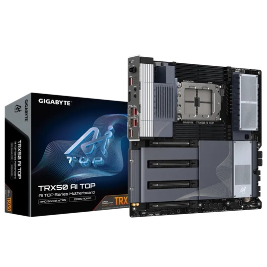 [MBG-TRX50AITOP] MBG-TRX50AITOP Gigabyte TTRX50 AI TOP AMD Ryzen Motherboard, sTR5 Threadripper, DDR5 ECC RDIMM up to 2TB, PCIe 5.0, USB4, Wi-Fi 7, Dual 10GbE, E-ATX