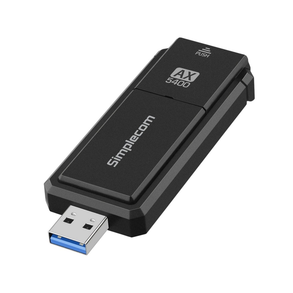 [HXSI-NW812V2] HXSI-NW812V2 Simplecom NW812v2 AX5400 Tri-Band WiFi 6E USB Adapter, USB 3.2, AX5400, 2.4/5/6GHz, up to 2402Mbps, MU-MIMO, OFDMA, WPA3, foldable antenna