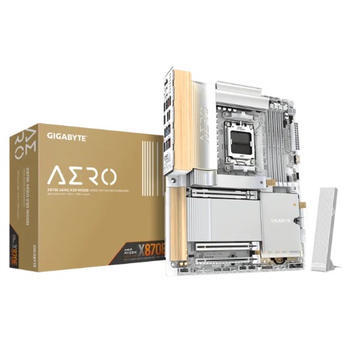 MBG-X870EAEROX3DWOOD Gigabyte X870E AERO X3D WOOD AM5 DDR5 256GB USB4 Wi-Fi7 MT7927, RZ738 5GbE PCIe5 M.2 PCIe5/4 HDMI ALC1220 ATX